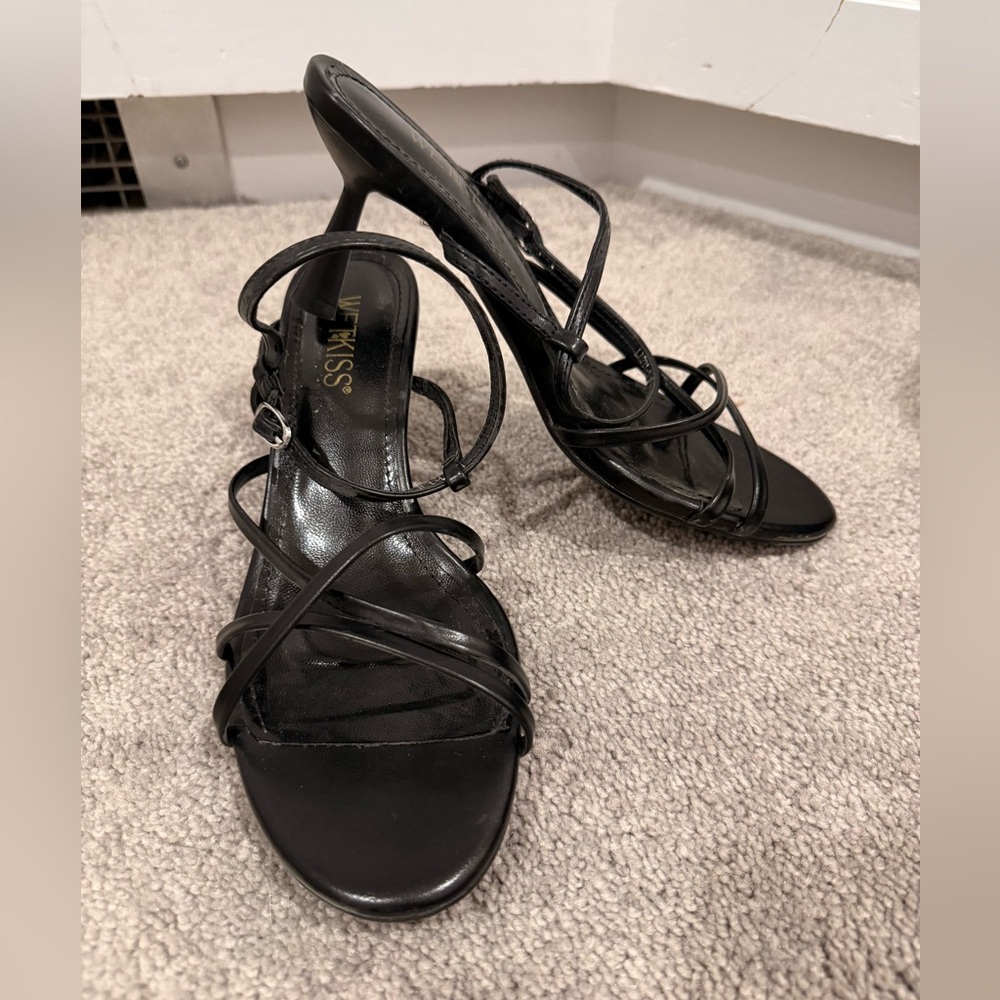 Nina Women's Elegant Black Strappy Heels Size 8